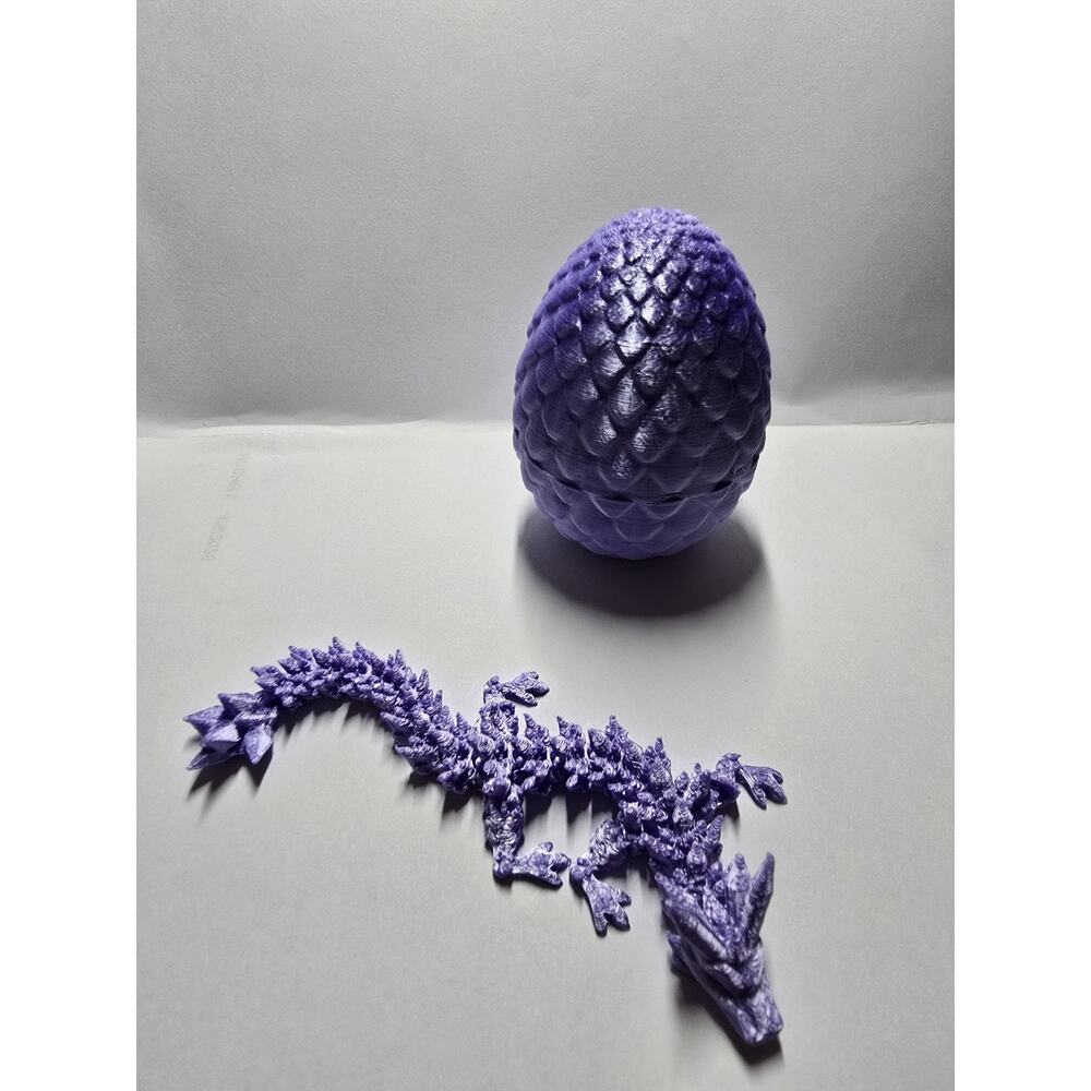 3D Printed Dragon in Egg Purple Articulated Dragon 5"
